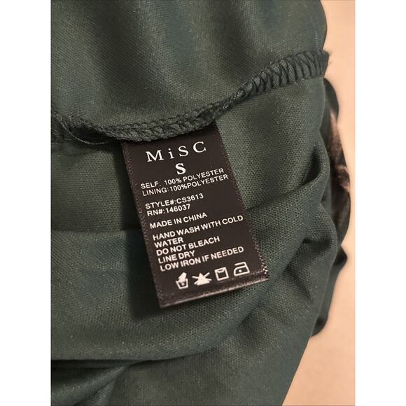 MiSC Elevated Basics Women Cap Long Sleeve V Neck Dress SM Belted Elastic Waist - Picture 11 of 14